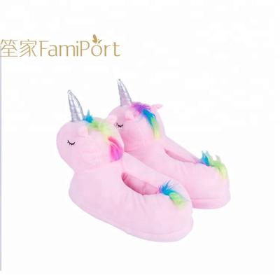 China Lovely Pink Anti Smell Unicorn Unicorn Home Rejects Animal Feet Slippers for sale