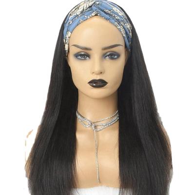 China Brazilian Raw Unprocessed Natural Silky Straight Human Hair Virgin Hair Headband Vendor Wave Hairband Wigs for sale