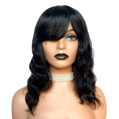 China Body Wave Vendor Body Wave Hair Wigs With Bangs 150% Density Virgin Hair Wigs for sale