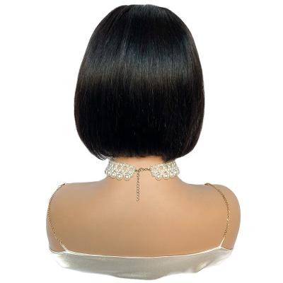 China Silky Wave 100% Right Hand - Woven Bob Wigs Human Hair Lace Closure 13x4 Brazilian Lace Up Closure Wigs for sale