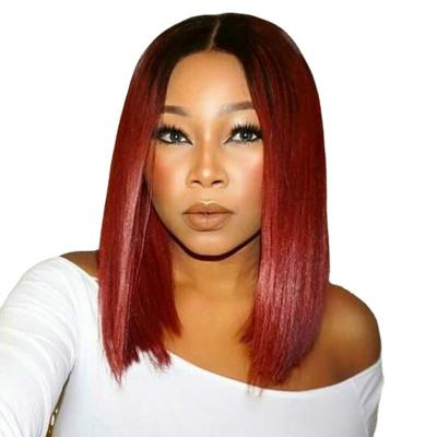 China Hot Sale Bob Straight Hair Middle Part Silky Straight Synthetic Wig Heat Resistant Wave Hair Synthetic Wigs for sale