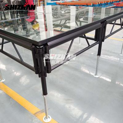 China Material de cristal de aluminio de la etapa de la plataforma de la boda del braguero de la espita de la escalera en venta