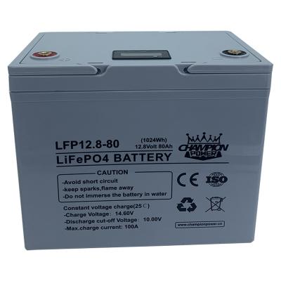 China Home Appliances Battery 12v 80AH LiFePO4 BMS Built-in Rechargeable Battery for Marine Overland Off-Grid Applications Home Solar Power Storage for sale