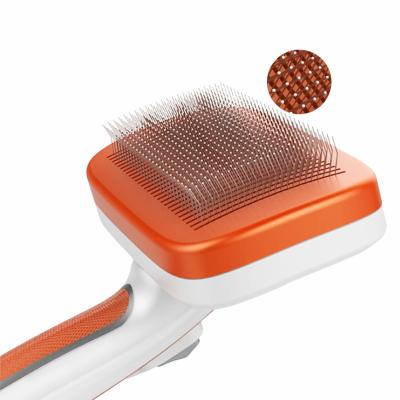 China Viable Removes Hair Tangled Dogs Cats Pet Grooming Tool Self Cleaning Slicker Brush Self Cleaning Mold Pet Hair Remover Comb for sale