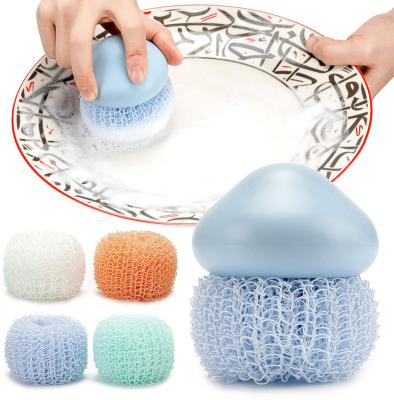 China Durable Creative Home Kitchen Cleaning Brush Ball Nylon Durable Cleaning Cloud Shaped Pot Dishes Cleaning Brush for sale