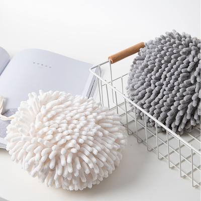 China Creative Design Beautiful Chenille-Ball Shape Hand Towel Wall Hanging Hypoallergenic Quick-drying Absorb Hand Towel For Household Kitchen Bath for sale