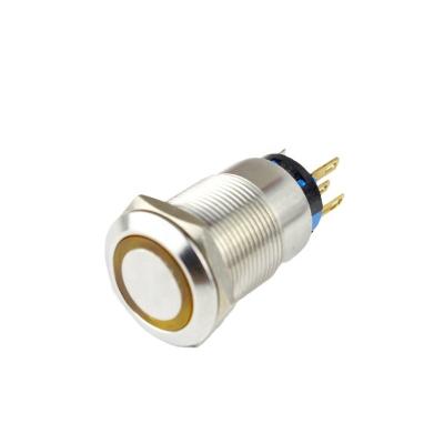 China Stainless steel 19MM ip67 1NO1NC LED illuminated switch metal momentary push button switch 3A à venda