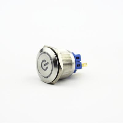 China 25mm Metal Push Button Switch Shell Power Symbol Momentary or On-Off Stainless Head for sale