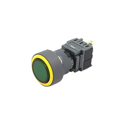 China Round Head 16MM Flat Momentary With Yellow Ring Electrical Switches Illuminated With Lamp On Push Button Switch 12v for sale