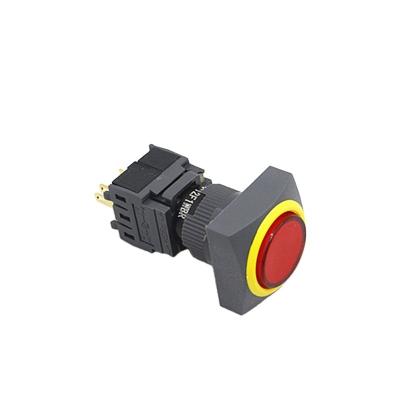 China 16mm Ring Self Return Momentary Flat Square Push Button Switch Head Self Illuminated 12v 16mm Diameter for sale