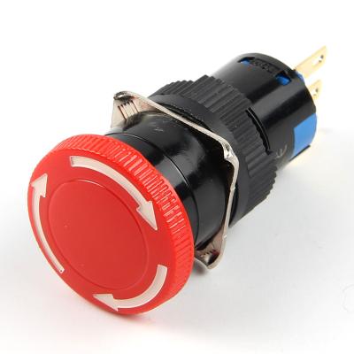 China 16MM Small Mushroom Plastic Push Button 1NO1NC 250v Diameter 16mm Emergency Stop Waterproof Main Switch for sale