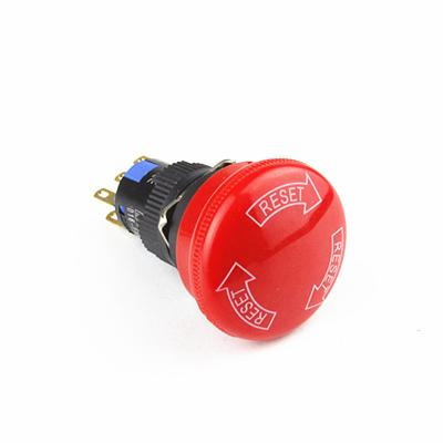 China 16mm Big Mushroom Red Color Electric Vehicle Emergency Stop Switch 1no 1nc Emergency Stop Switch 16mm Waterproof Diameter for sale