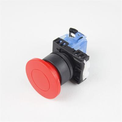 China Momentary/Latching Mushroom Head 22mm HABOO Red Plastic Momentary 1no Push Button Switch 10A 600V for sale