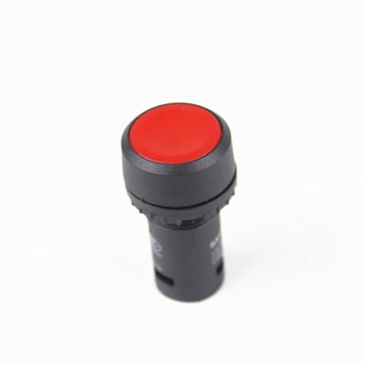 China Flat Head 22mm One Piece Function 1no +1nc Red Momentary Button Switch Flat Round for sale