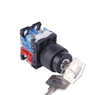 China Plastic 22mm FUJI Similar Self-resetting Electrical Key Switch Start 2position/3position Locking On-off for sale