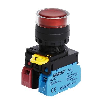 China 22mm IDEC Similar illuminated pushbutton self-locking DC24V LED 1NO1NC Flat for sale