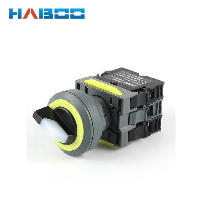 China Plastic dia.22/25mm 3position selector rotary switch with led light momentary on-off illuminated switch for sale