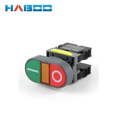 China Plastic dia.22mm/25mm double switch red green color momentary auto-reset switch 10A 600V for sale