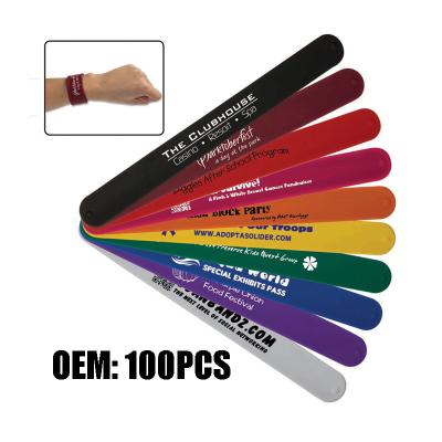 China Personalized Casual/Sports 0.25 Inch Silicone Slap Band For Promotion Silicone Slap Band for sale