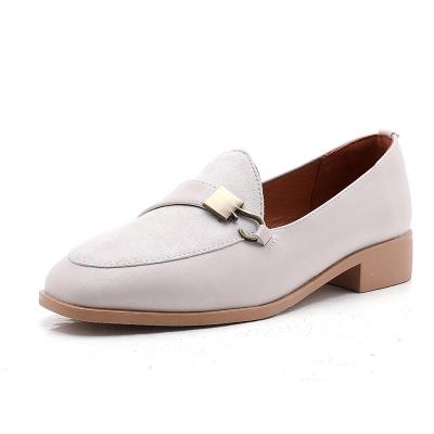 China 2023 New Square Head Flat Sole Women's PU Breathable Soft Leather Spring Retro Autumn Lucky Shoes for sale