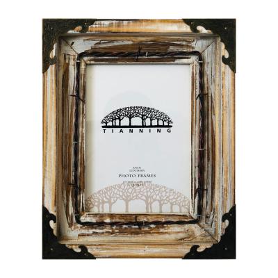 China Metal Edge Metal Wood Rim Distressed Picture Frames for sale