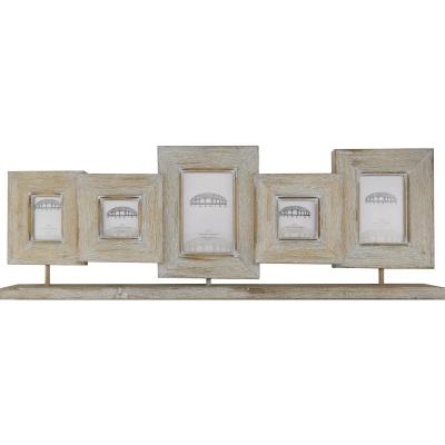 China Wooden Wooden Table 5 Shabby Chic Decorative Collage Handmade Distressed Opening Rustic Pine 5 Picture Collage Frame for sale