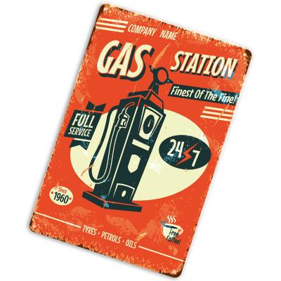 China Wholesale America RTS GAS&OIL Pattern Metal Sign Bar Vintage Garage Decor Metal Antique Metal Plaque Wall Plaque For for sale