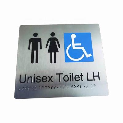 China Braille Signs 304 Stainless Steel Signs ADA Braille Signage Toilet Tactile Braille for sale