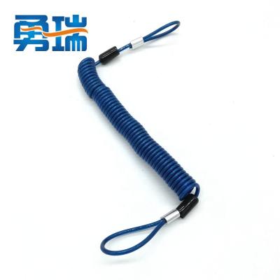 China Diving.etc Underwater 3 Meters OEM Customized Stainless Steel Elastic Plastic Lanyard 4mm Transparent Blue 304 Burglary Prevention for sale