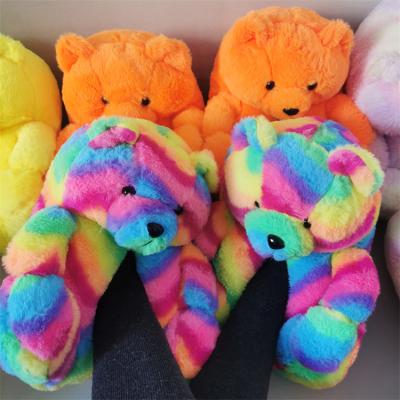 China CUSHIONING Bedroom Teddy Bear Slippers Wholesale Fuzzy Plush Style Slippers 2022 New Arrivals Teddy Bear Slippers For Women Girls for sale