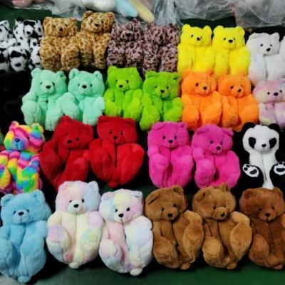 China CUSHIONING Bedroom Teddy Bear Slippers Wholesale Fuzzy Plush Style Slippers 2022 New Arrivals Teddy Bear Slippers For Women Girls for sale