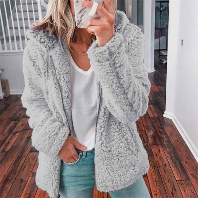 China New Women's Anti-wrinkle Autumn Winter Hooded Jacket Wool Cheap Lady's Fashionable Fleece Coat for sale