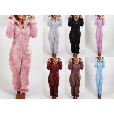 China FMY144 Women's QUICK DRY Overalls One Piece Pajamas For Winter Hooded Autumn Sleepwear Coral Fleece Warm Long Homewear Women's Onesies S-5XL for sale