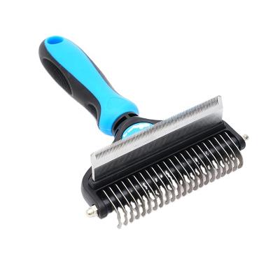 China New Listing Viable 2 in 1 Deshedding Tool for Mats and Tangles Removing Pet Grooming Brush for Dogs/Cats Removal for sale