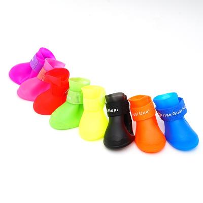 China Viable Hot Selling Protective Dogs Rain Dog Silicone Waterproof Portable Anti-Skid Puppy Booties Boots Shoes for sale