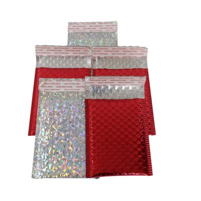 China Instant Express Colored Sequin Aluminized Film Laser Film Bubble Wrap Bag Foam Bag Packaging Bag for sale