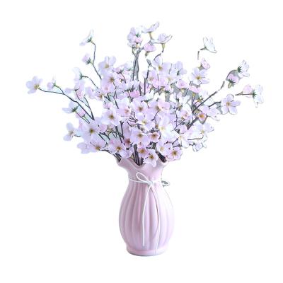 China Wholesale Natural Touch Artificial Peach Tree Sakura Silk Plum Peach 6 Branches Silk Sakura Artificial Flower for sale