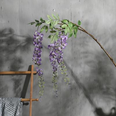 China Hotel Natural Flower Wisteria Simulation Flower Douhua Douban Rattan Decoration Ceiling Wedding Touch Single Large Wisteria Flower for sale