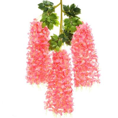 China Natural Decorative Artificial Wisteria Vine Long Touch Ratta Garland Plant Bush Hanging Silk Flowers String Party Wedding Home Decor for sale