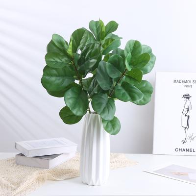 China Touch Natural Hot Selling Ficus Branch Bulk Tree Grow Leaves Large Artificial Banyan Green Leaves for sale