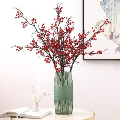 China Natural Fruit Berry Bunches Capped Berry Artificial Berry Fruit Branches 93cm contact plastic simulation for sale