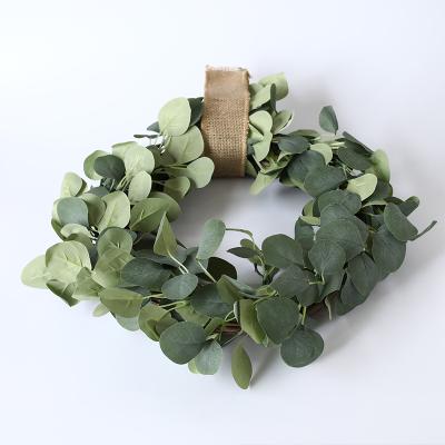 China High Quality Natural Touch 42cm Wedding Artificial Eucalyptus Garland Spring Wreath for sale