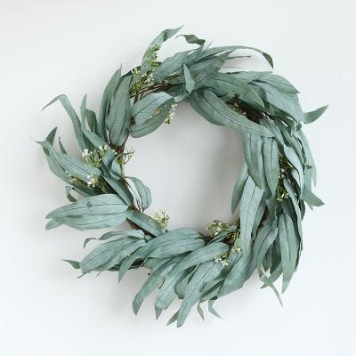 China Custom Plastic Flower Wreath Grape Willow Leaves Artificial Garland From Natural Touch Plant for sale