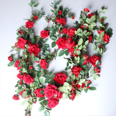 China Wedding 180cm Length Natural Touch Plants Fake Rattan Pendant Rose Ivy Vine Flowers Garland Artificial For Home Decoration Events for sale