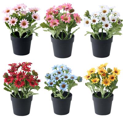 China 2021 Natural Touch Bouquet Chrysanthemums Artificial Flowers Potted Silk Flower Wedding For Table Party Home Decor for sale