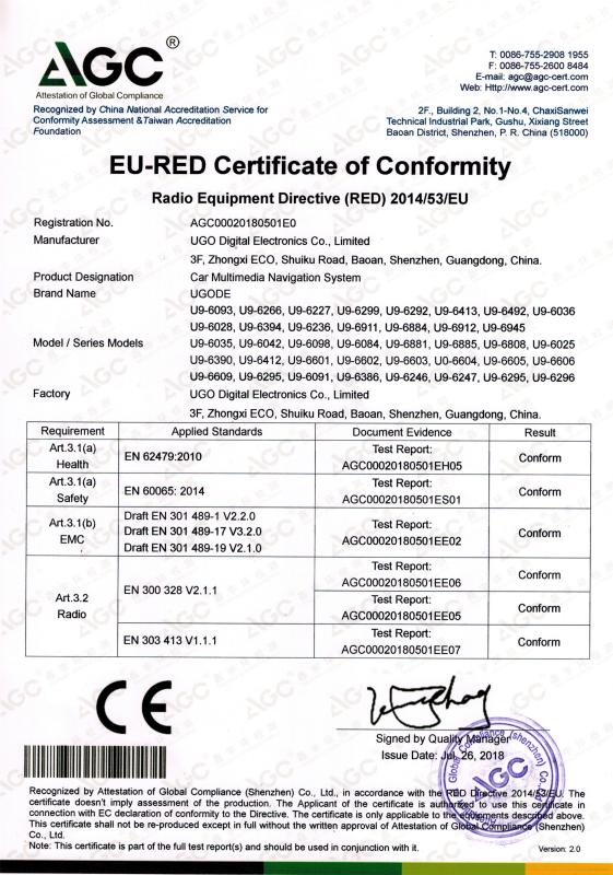 CE - Shenzhen UGO Digital Electronics Co., Ltd.