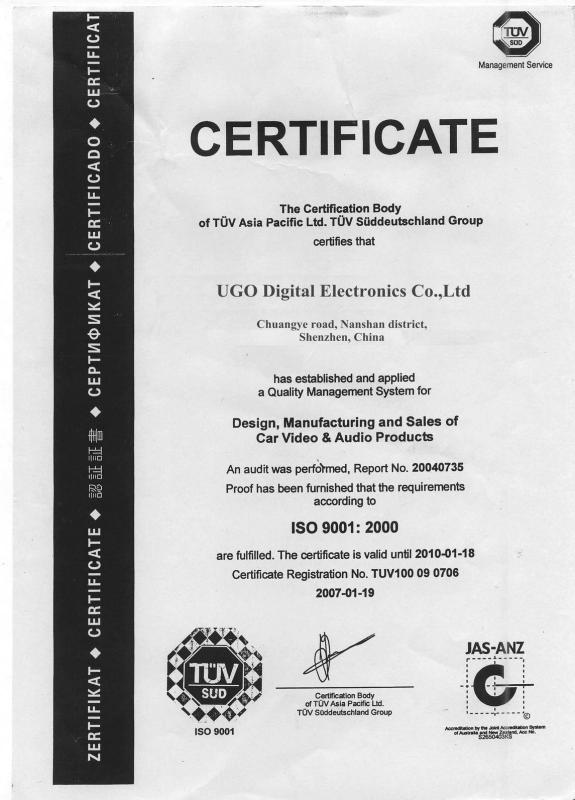 ISO9001 - Shenzhen UGO Digital Electronics Co., Ltd.