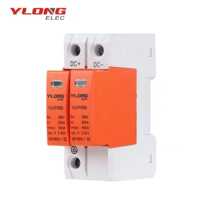 China New Design PBT YL5-C40 2P 500V CE DC Surge Protector YL5-C40 2P 500V DC PV SPD Surge Protection Device for sale