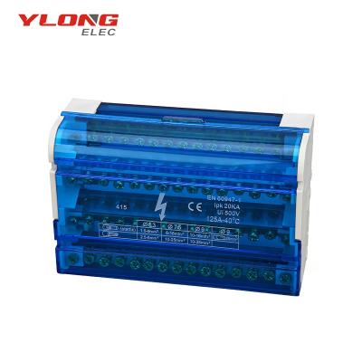 China Electrical installation YLC 415 125A 500V busbar distribution terminal block brass box with removable cover for sale