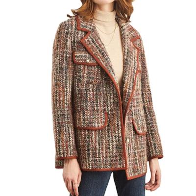 China Vintage Wool Double Faces Winter Tweed Blazer Woman High Quality Breathable Ladies Luxury Women for sale